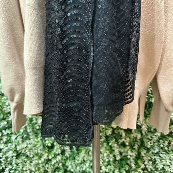 Vintageāblack scalloped sequin scarf lightweight dressy evening EUC - Picture 15 of 16